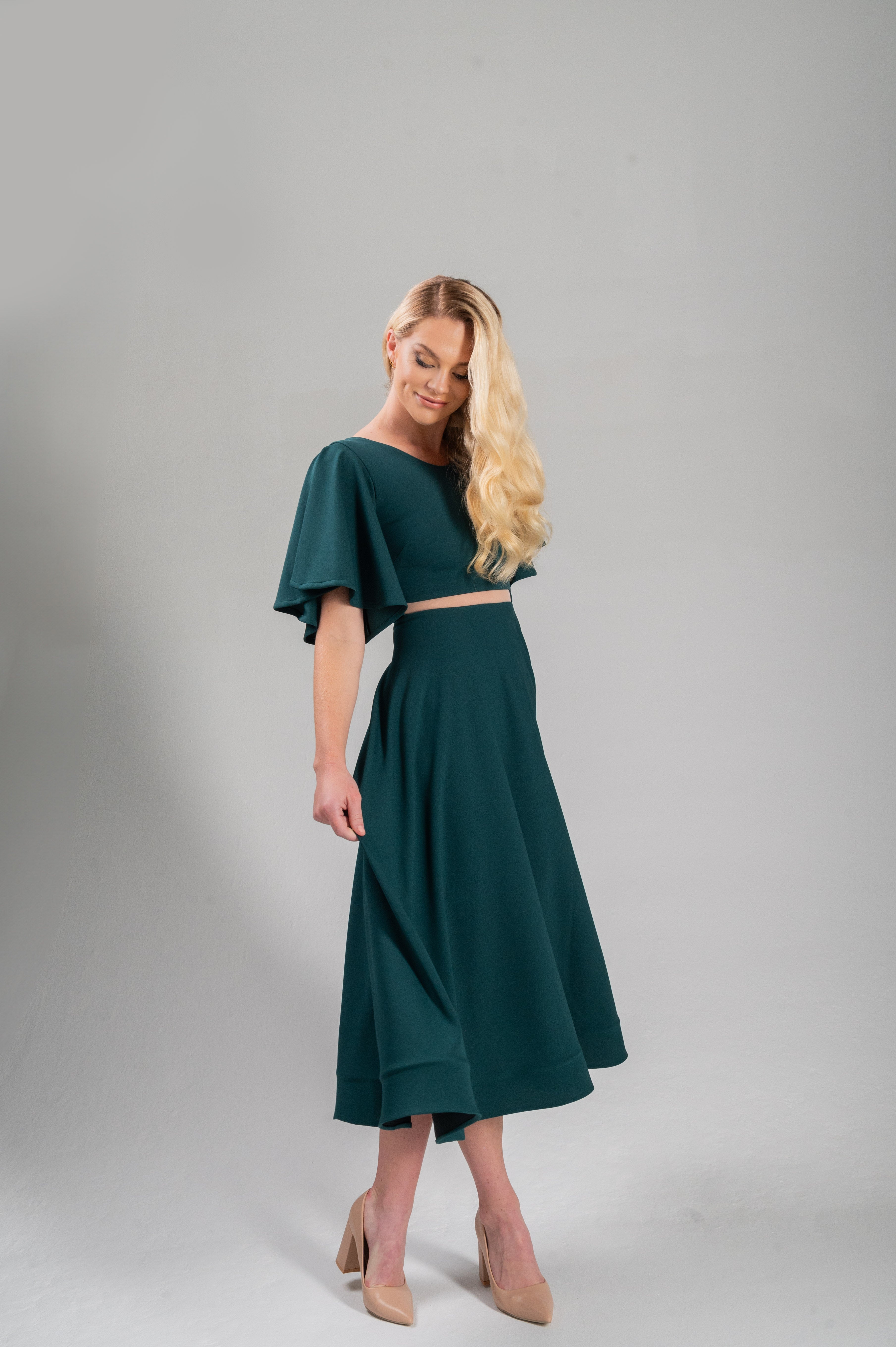 slim fit dress slacks Green Floral Alexa Midi Dress