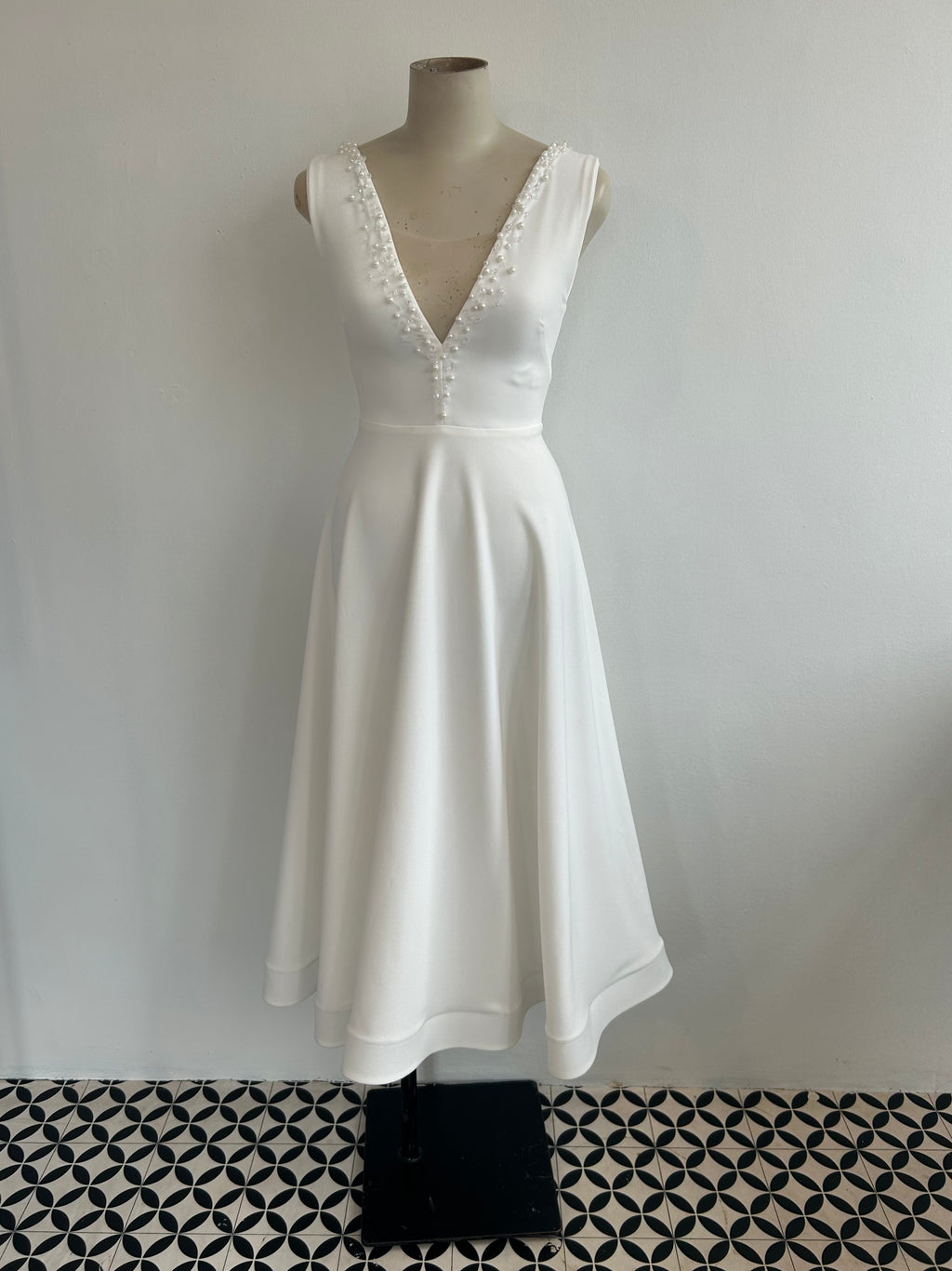BEAU TEA LENGTH WITH HAND-BEADING (NO BOW) (SALE)