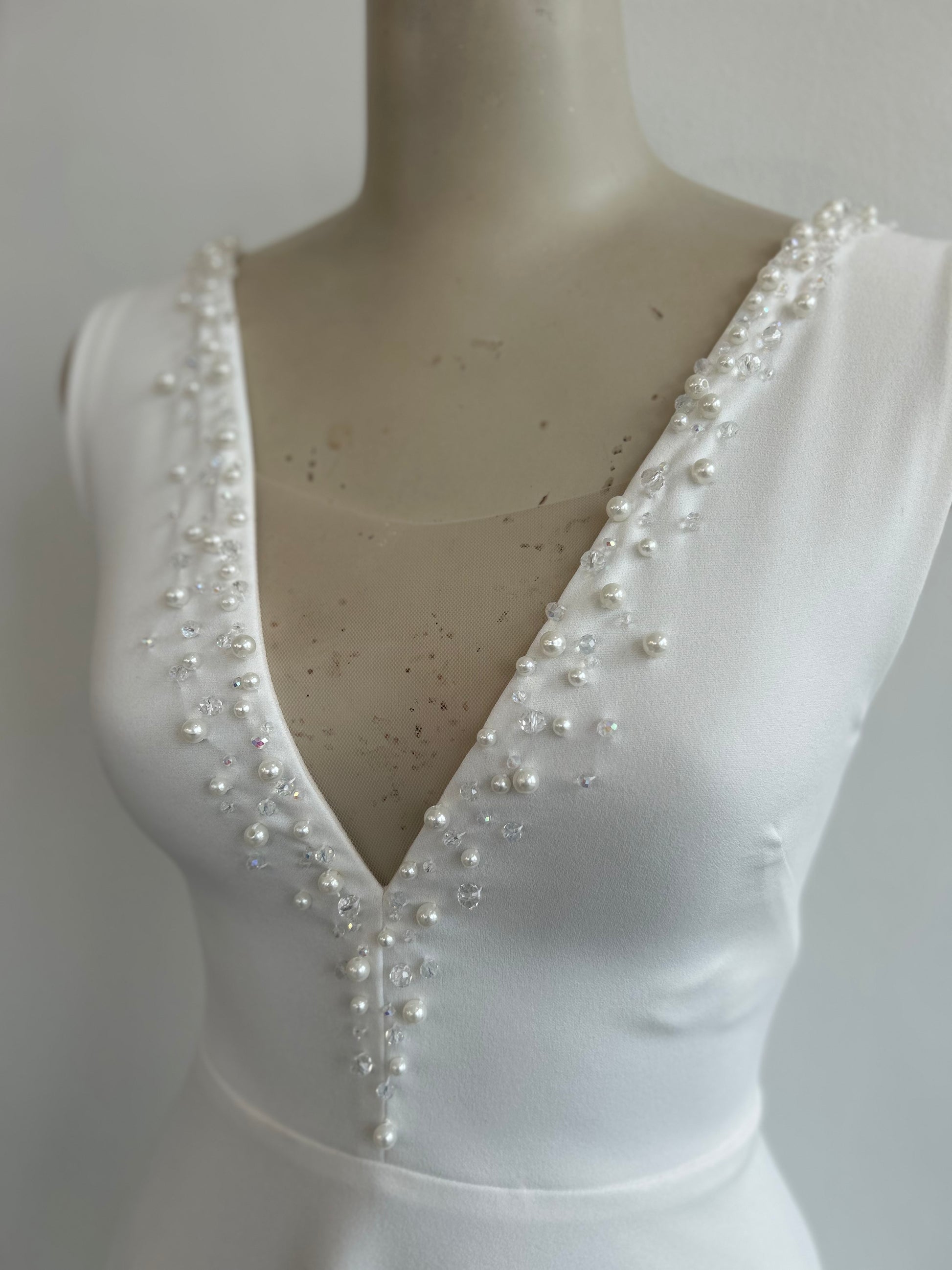 BEAU TEA LENGTH WITH HAND-BEADING (NO BOW) (SALE)