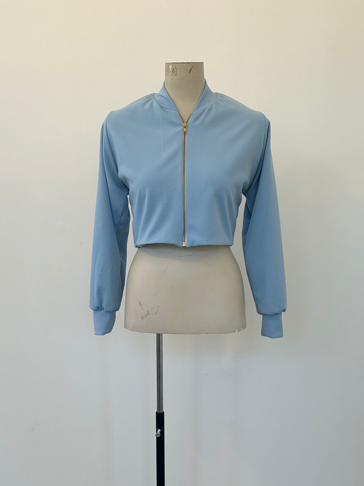 BOMBER JACKET | PASTEL BLUE SCUBA CREPE